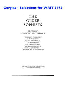 The Older Sophists