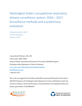 WA State's Occupational Respiratory Disease Surveillance System, 2016