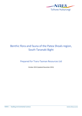 Benthic Flora and Fauna of the Patea Shoals Region, South Taranaki Bight