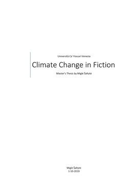 Climate Change in Fiction Master’S Thesis by Miglė Šaltytė