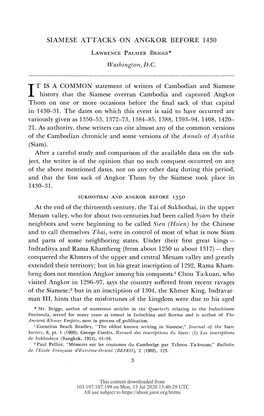 Siamese Attacks on Angkor Before 1430