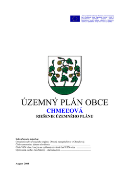 Územný Plán Obce Chme Ľová Riešenie Územného Plánu