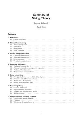 Summary of String Theory
