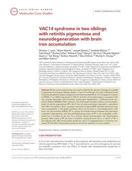 VAC14 Syndrome in Two Siblings with Retinitis Pigmentosa and Neurodegeneration with Brain Iron Accumulation