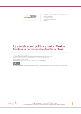 La Cautela Como Política Exterior. México Frente a La Construcción Identitaria China