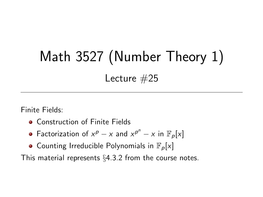 Math 3527 (Number Theory 1) Lecture #25