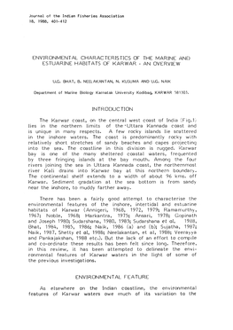 Environmental Characteristics of the Marine and Estuarine Habitats of Karwar- an Overview