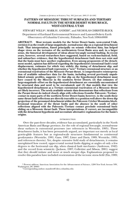 Pattern of Mesozoic Thrust Surfaces and Tertiary Normal Faults in the Sevier Desert Subsurface, West-Central Utah Stewart Wills*, Mark H