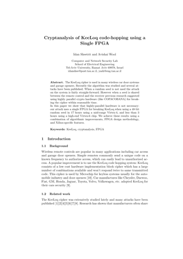 Cryptanalysis of Keeloq Code-Hopping Using a Single FPGA