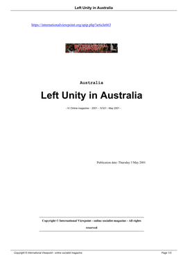 Left Unity in Australia