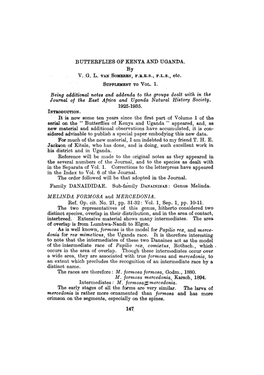 BUTTERFLIES of L{ENYA AN)) Uganlja. by V. ,G. L. VAN,.Sollleren,F.R.E.S., F.L.S.., Etc
