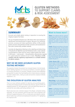 Gluten Methods to Support Claims & Risk Assessment