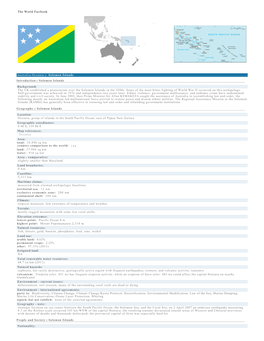 The World Factbook Australia-Oceania :: Solomon Islands