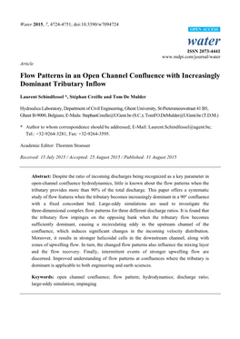 Flow Patterns in an Open Channel Confluence with Increasingly Dominant Tributary Inflow