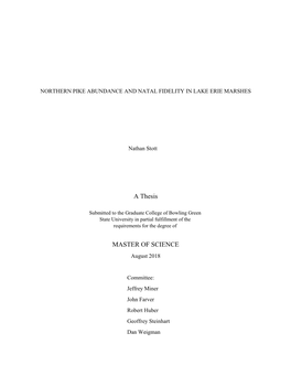 Northern Pike Abundance and Natal Fidelity in Lake Erie Marshes