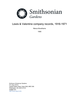 Lewis & Valentine Company Records, 1916-1971