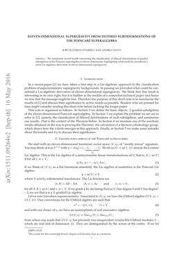 Eleven-Dimensional Supergravity from Filtered Subdeformations of the Poincare´ Superalgebra 3