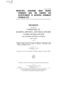 Protecting Consumers from Abusive Overdraft Fees: the Fairness and Accountability in Receiving Overdraft Coverage Act