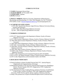 CV (F) of Prof Oryem Origa (Updated).Pdf