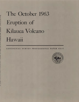 The October 1963 Eruption of Kilauea Volcano Hawaii