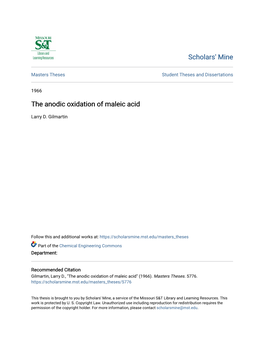 The Anodic Oxidation of Maleic Acid