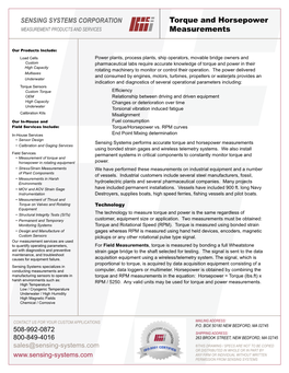 Torque and Horsepower Measurements