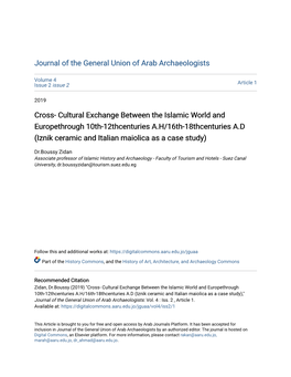 Cross- Cultural Exchange Between the Islamic World and Europethrough 10Th-12Thcenturies A.H/16Th-18Thcenturies A.D (Iznik Cerami