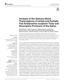 Analysis of the Salivary Gland Transcriptome of Unfed and Partially Fed Amblyomma Sculptum Ticks and Descriptive Proteome of the Saliva