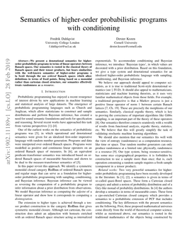 Semantics of Higher-Order Probabilistic Programs with Conditioning