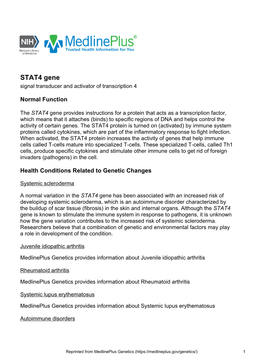 STAT4 Gene Signal Transducer and Activator of Transcription 4