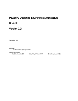Powerpc Operating Environment Architecture Book III Version 2.01