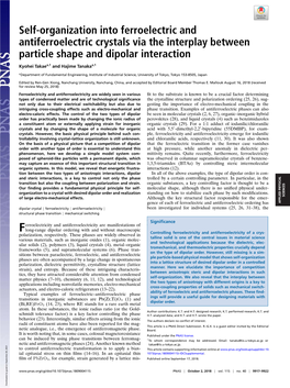 Self-Organization Into Ferroelectric and Antiferroelectric Crystals Via The