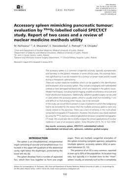 Accessory Spleen Mimicking Pancreatic Tumour: Evaluation by 99Mtc-Labelled Colloid SPECT/CT Study