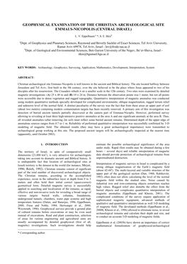 Geophysical Examination of the Christian Archaeological Site Emmaus-Nicopolis (Central Israel)