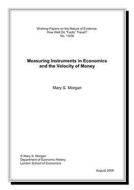 Measuring Instruments in Economics and the Velocity of Money