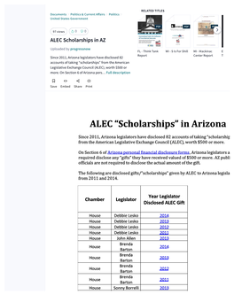 ALEC “Scholarships ” in Arizona