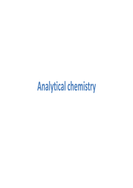 Analytical Chemistry Chemical Analysis