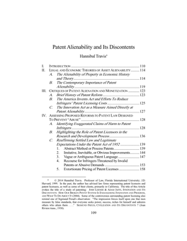 Patent Alienability and Its Discontents