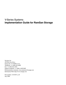 V-Series Implementation Guide Ramsan Storage