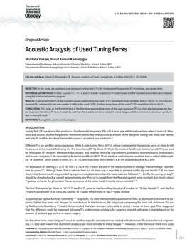 Acoustic Analysis of Used Tuning Forks