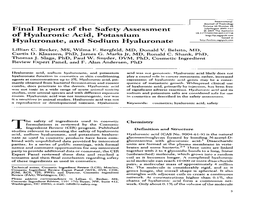 Final Report of the Safety Assessment of Hyaluronic