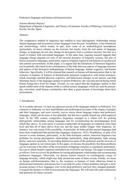 Prehistoric Languages and Human Self-Domestication Antonio Benítez