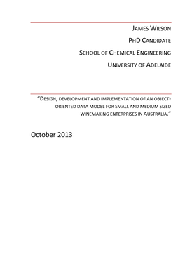 “Design, Development and Implementation of an Object-Oriented Data Model for Small and Medium Sized Winemaking Enterprises In