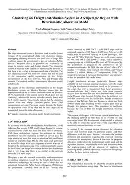 Clustering on Freight Distribution System in Archipelagic Region with Deterministic Allocation Model