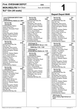 First EVESHAM DEPOT MON,WED,FRI