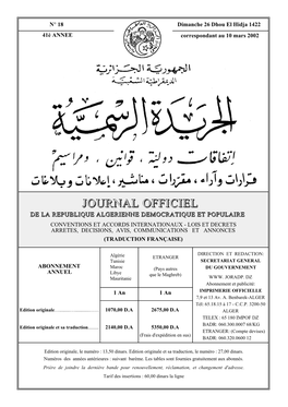 Journal Officiel Algérie