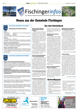 Fischingerinfos Das Oﬃzielle Publikationsorgan Der Politischen Gemeinde Fischingen Neues Aus Der Gemeinde Fischingen