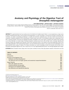 Anatomy and Physiology of the Digestive Tract of Drosophila Melanogaster