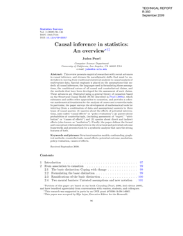 Causal Inference in Statistics: an Overview∗†‡