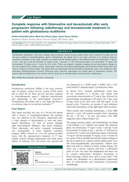 Complete Response with Fotemustine and Bevacizumab After Early Progression Following Radiotherapy and Temozolomide Treatment in Patient with Glioblastoma Multiforme